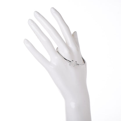 Tiffany 18K White Gold Diamond T Wire Bracelet 2 of 4