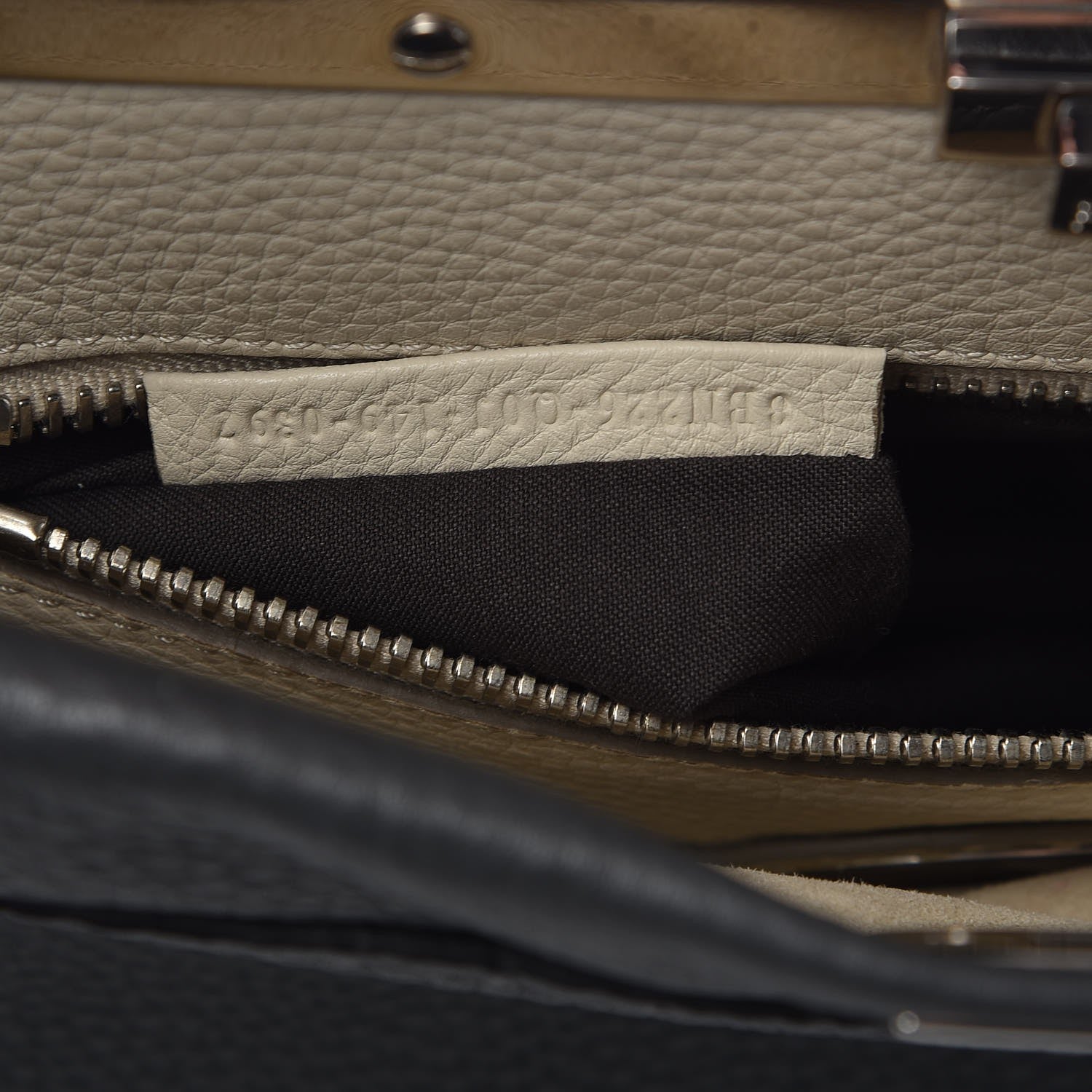 Fendi Cuoio Romano Selleria Bi-Color Medium Peekaboo Iconic Satchel Asfalto Latte 9 of 9