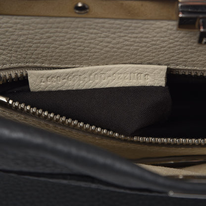 Fendi Cuoio Romano Selleria Bi-Color Medium Peekaboo Iconic Satchel Asfalto Latte 9 of 9