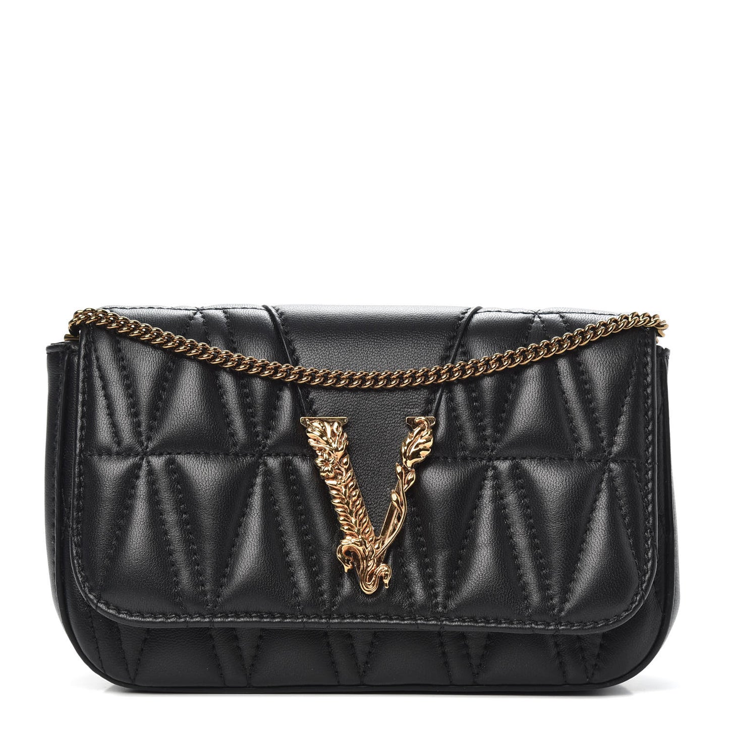 Nappa Quilted Virtus Evening Bag Black