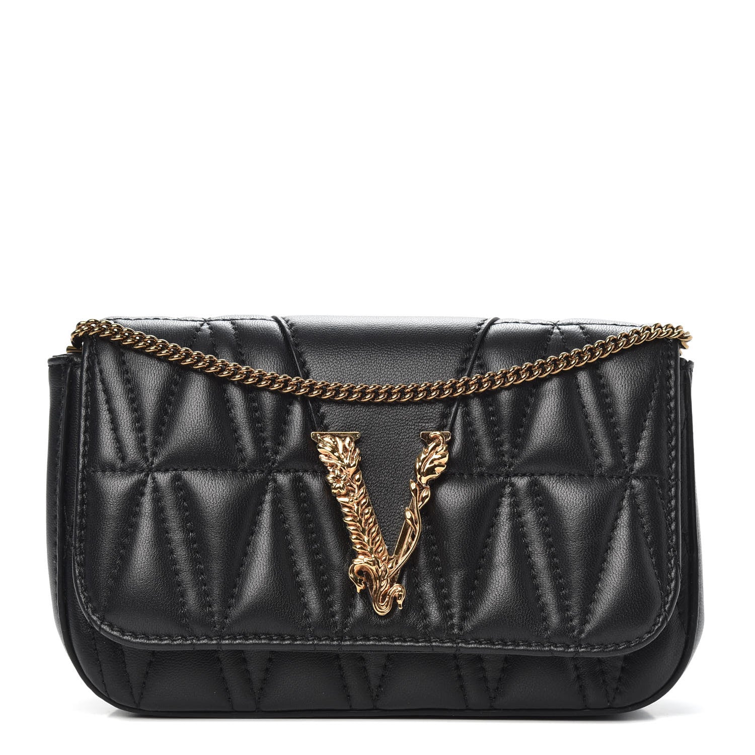 Versace Nappa Quilted Virtus Evening Bag Black 1 of 11