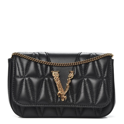 Versace Nappa Quilted Virtus Evening Bag Black 1 of 11