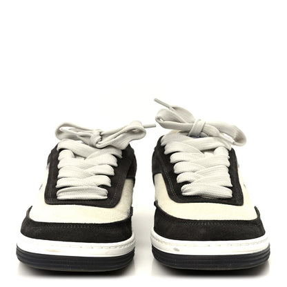 Chanel Suede Kidskin Womens CC Sneakers 37.5 Black White 3 of 11