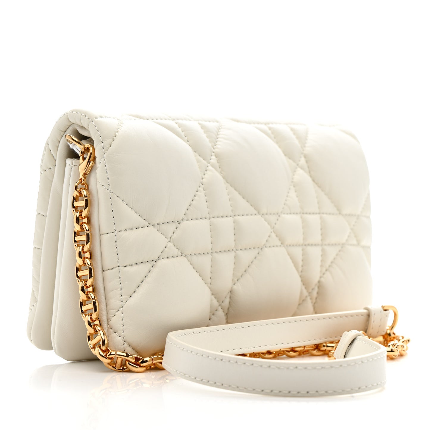 Calfskin Macrocannage Mini Caro Bag White