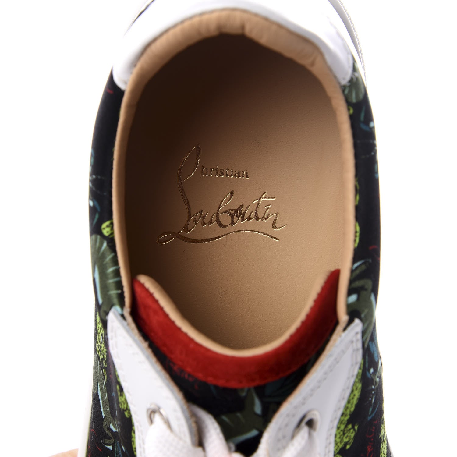 Christian Louboutin Calfskin Patent Satin Jaguar Printed Spike Vieira Low Top Sneakers 36 8 of 10