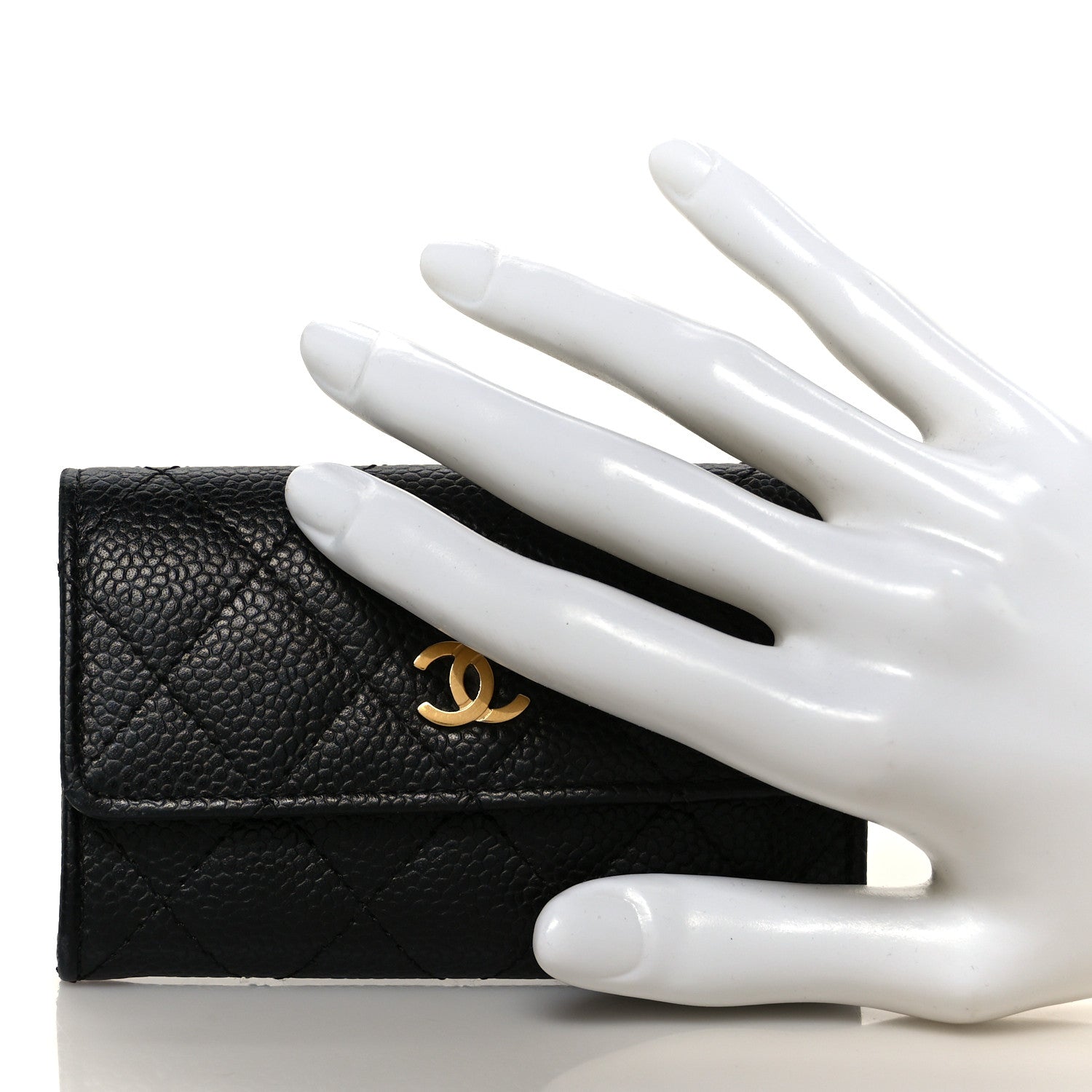 Chanel Caviar Quilted Flap Card Holder Wallet Black 2 of 9