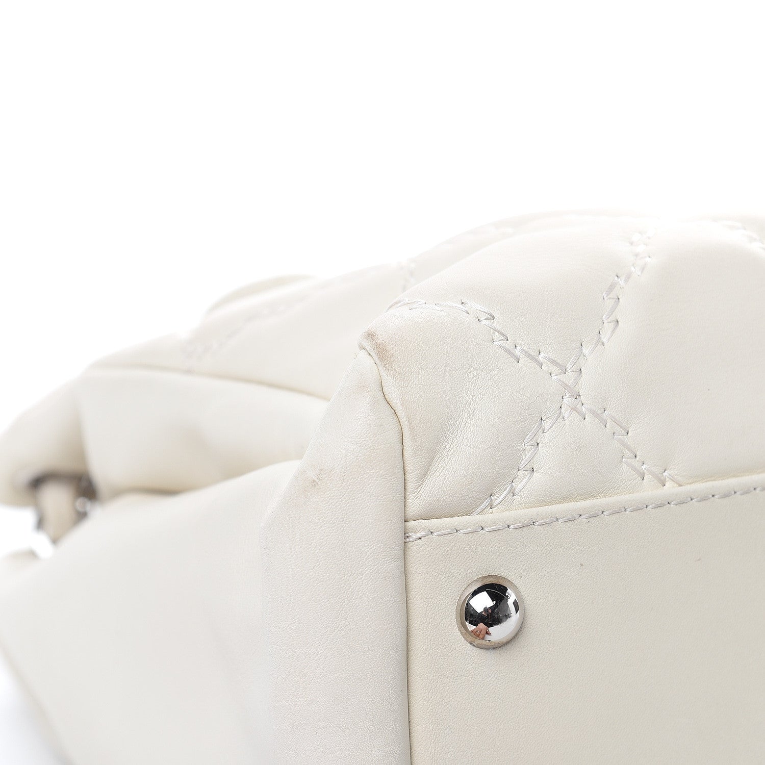 Chanel Calfskin Double Stitch Large Hamptons Flap Bag White 14 of 20