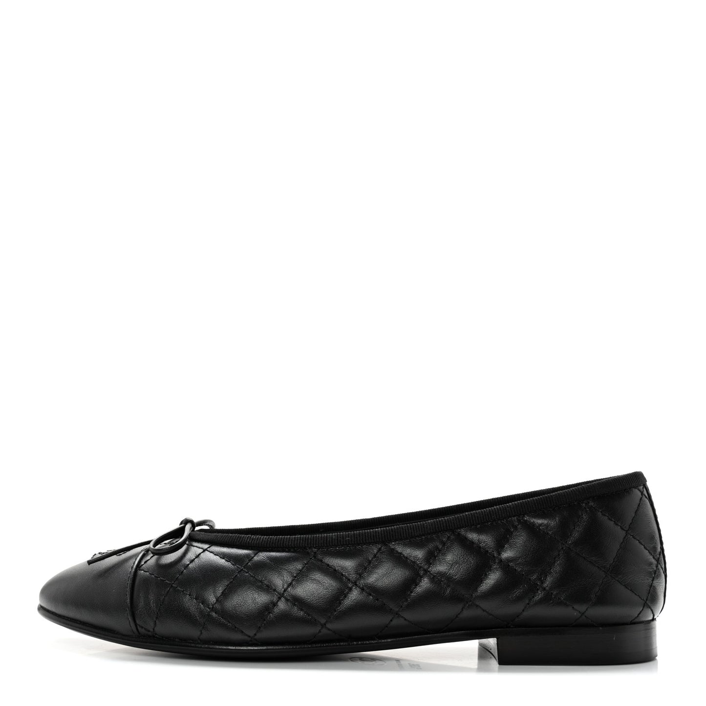 Aged Calfskin Quilted CC Cap Toe Ballerina Flats 39.5 Black
