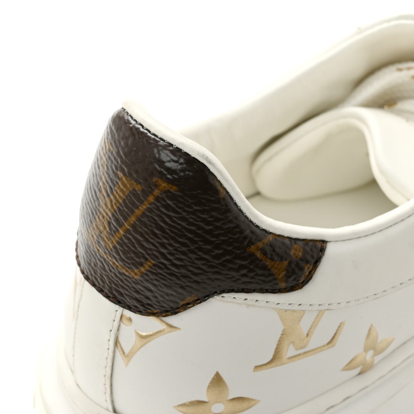 Calfskin Monogram Debossed Time Out Sneakers 37 White Gold