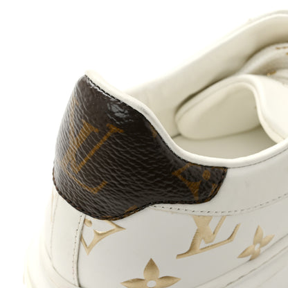 Louis Vuitton Calfskin Monogram Debossed Time Out Sneakers 37 White Gold 10 of 11