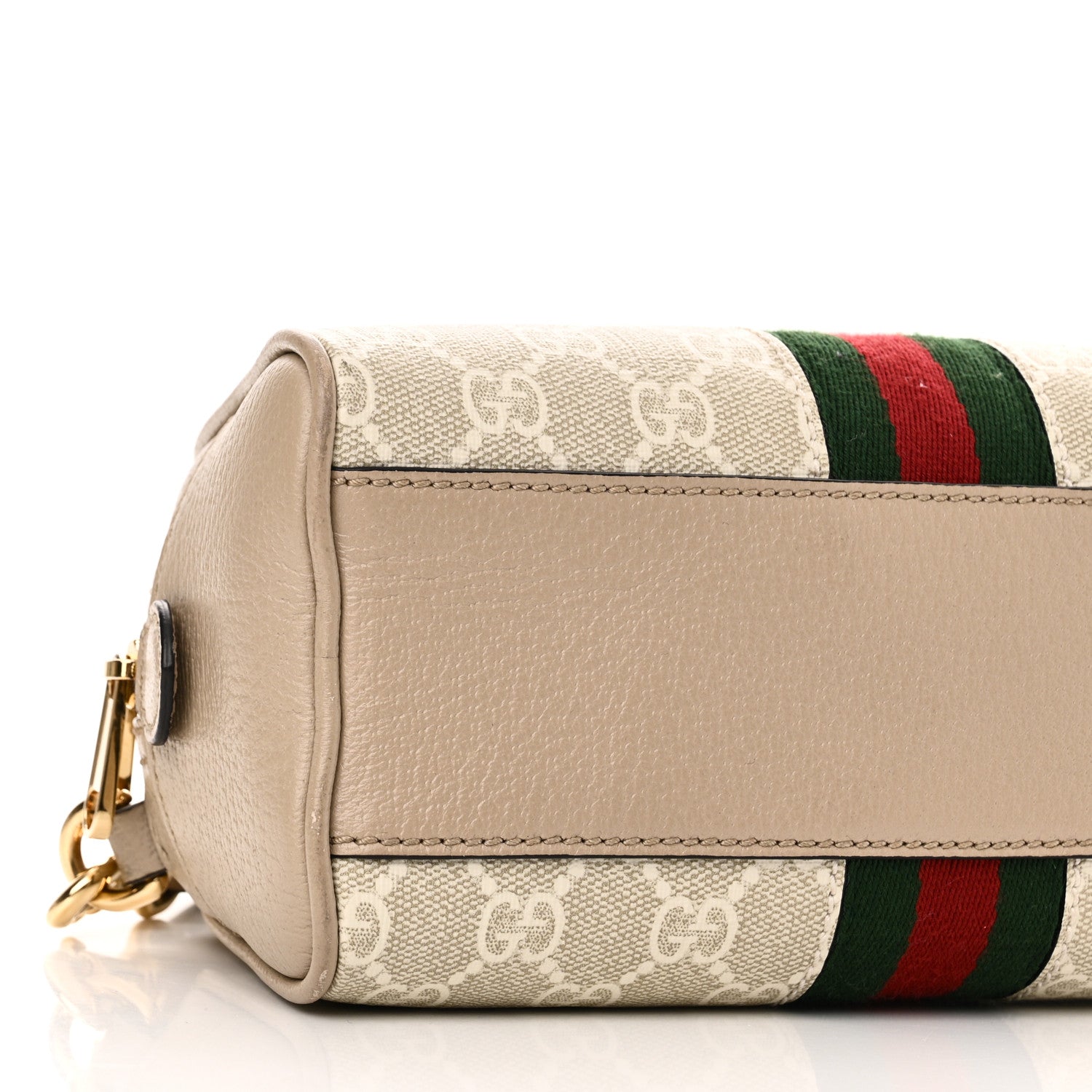 Gucci GG Supreme Monogram Textured Dollar Calfskin Web Mini Ophidia Top Handle Bowler Bag Beige Mystic White Oatmeal 9 of 14