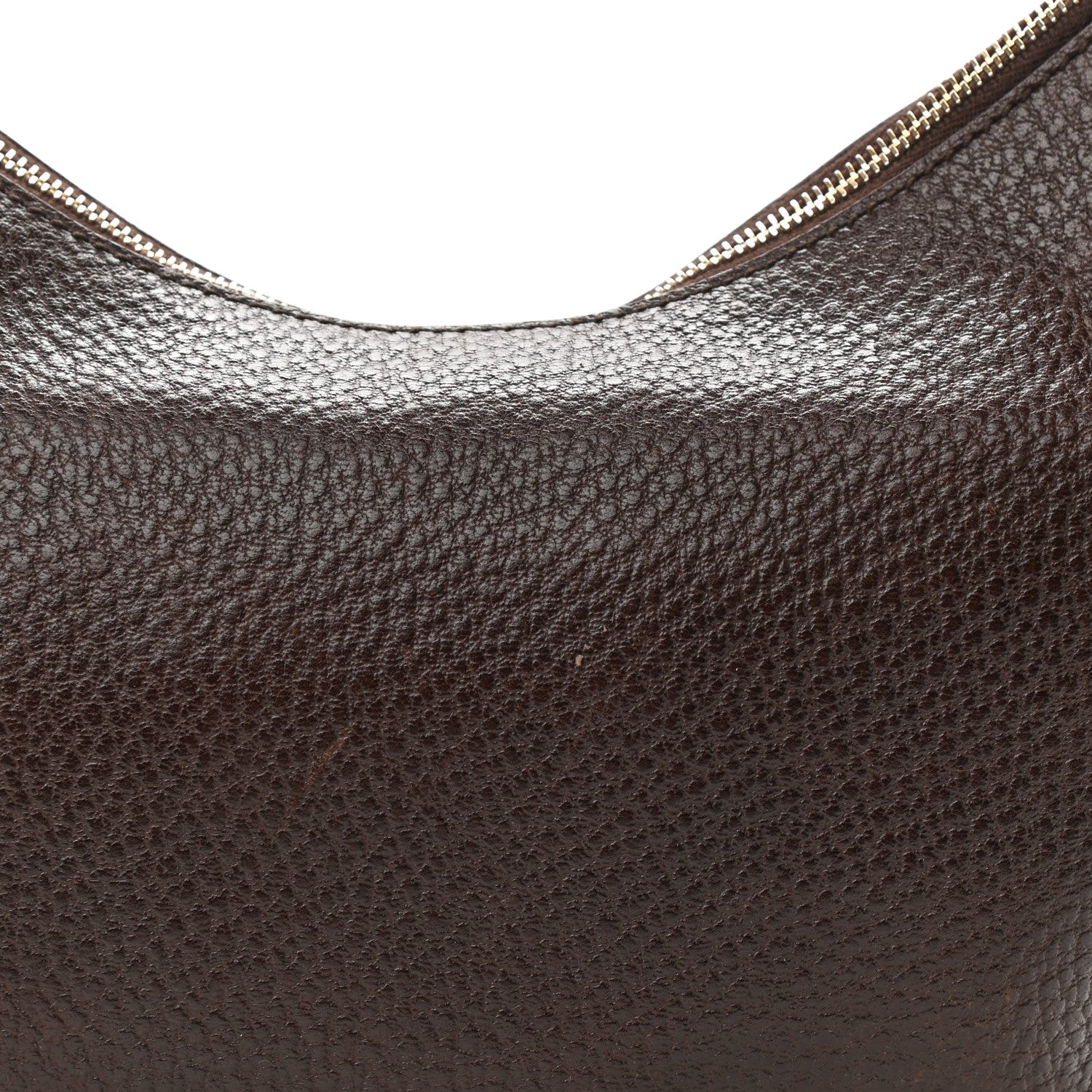 Gucci Pebbled Calfskin Half Moon Bamboo Ring Hobo Dark Brown 14 of 19