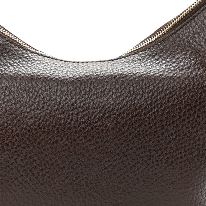 Gucci Pebbled Calfskin Half Moon Bamboo Ring Hobo Dark Brown 14 of 19