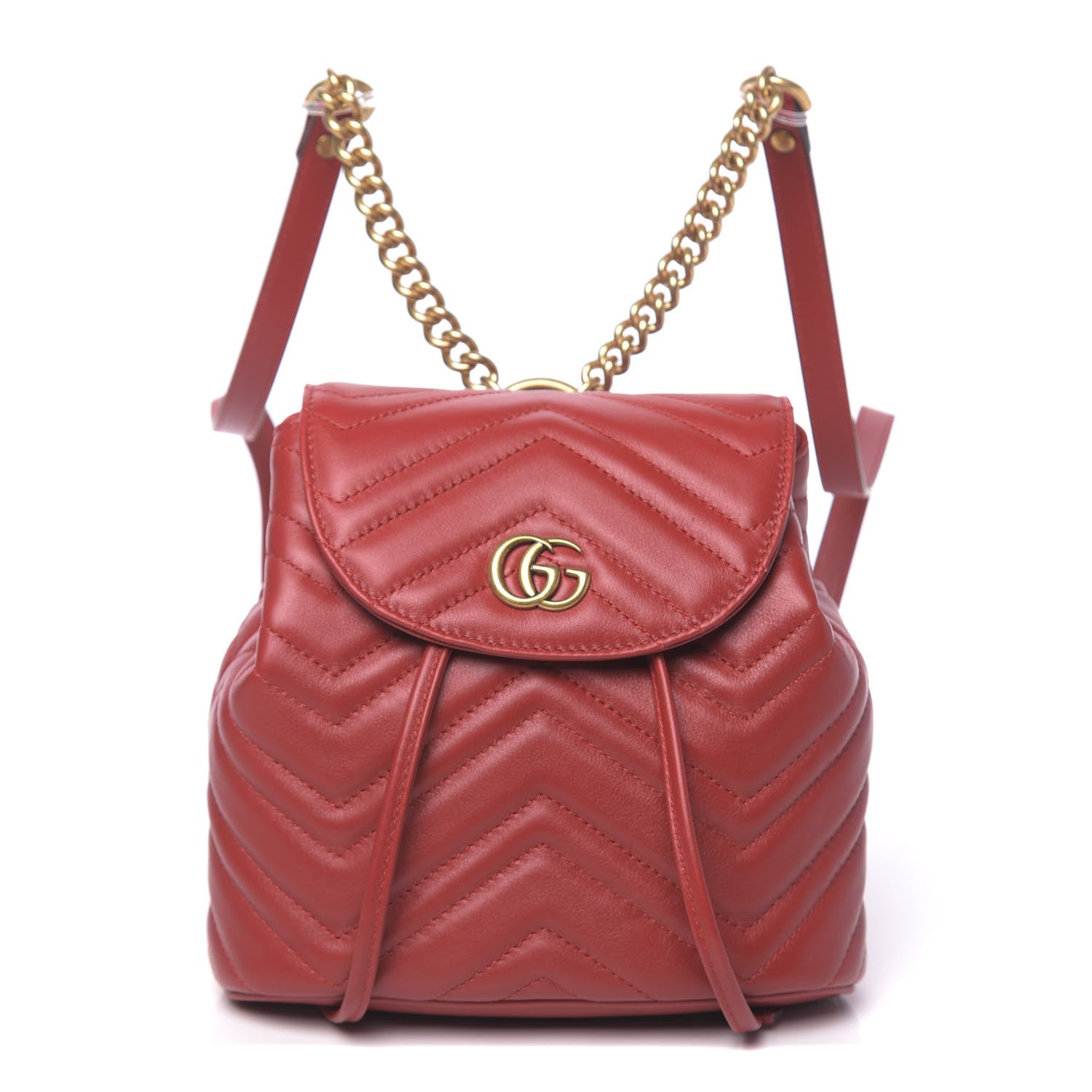 Gucci Calfskin Matelasse GG Marmont Flap Backpack Hibiscus Red 1 of 9
