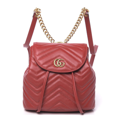 Gucci Calfskin Matelasse GG Marmont Flap Backpack Hibiscus Red 1 of 9