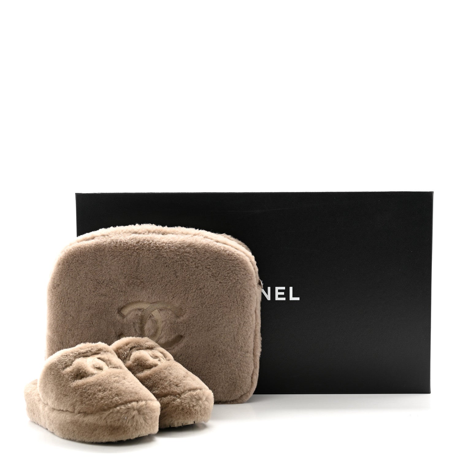 Chanel Shearling Lambskin CC Flat Mules 36 Beige 1574064