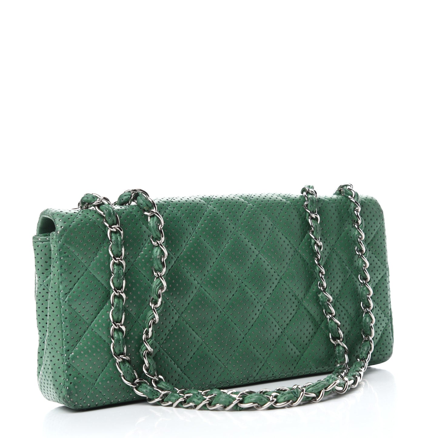 Lambskin Perforated East West Flap Green