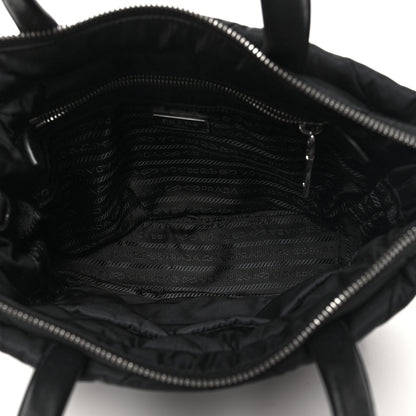 Prada Re-Nylon Nappa Triangle Quilted Padded Double Handled Zip Pocket Tote Black 5 of 9