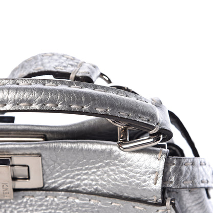Fendi Cuoio Romano Lux Selleria Mini Peekaboo Iconic Satchel Argento 12 of 13