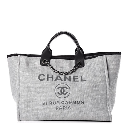 Chanel Woven Straw Raffia Large Deauville Tote Grey 1 of 11