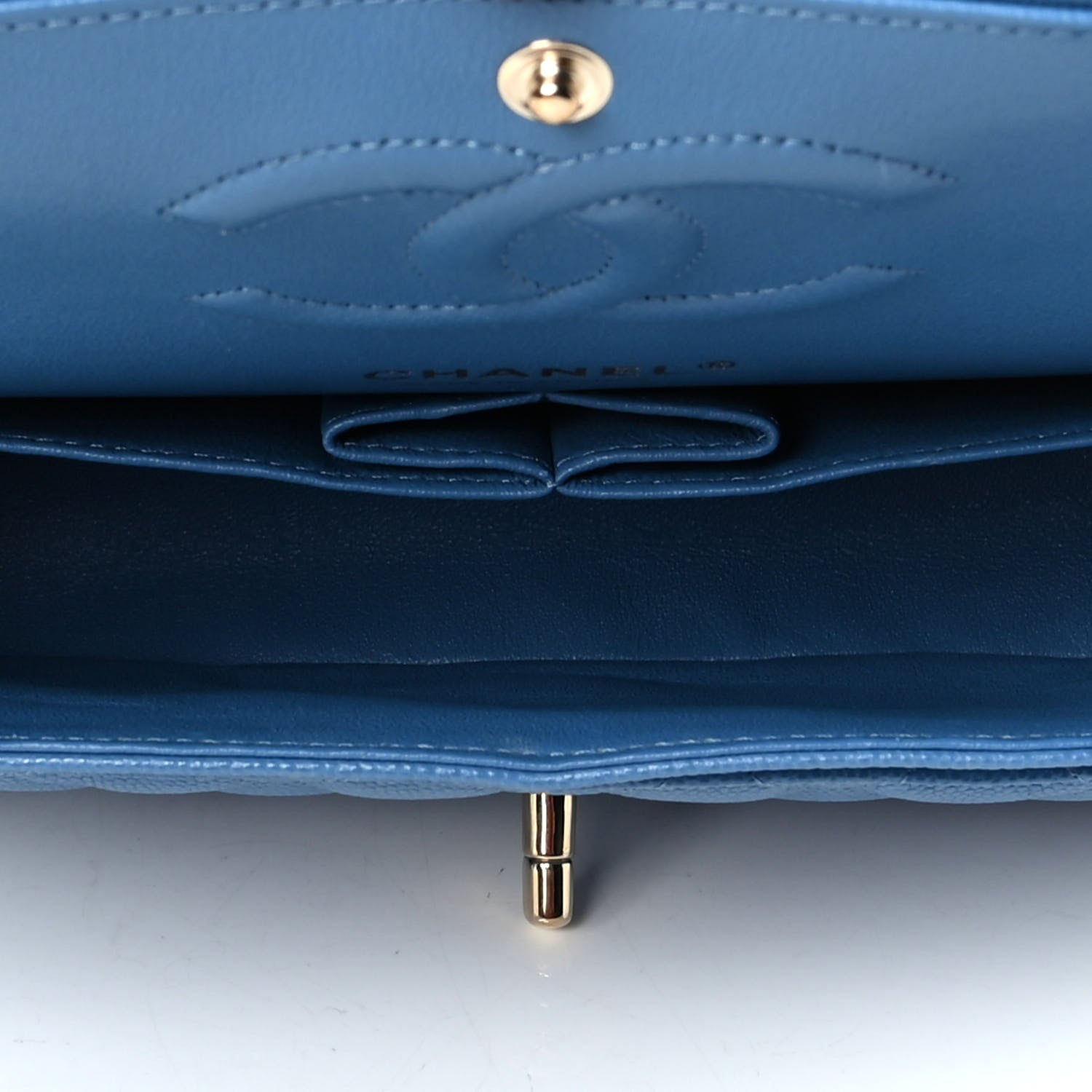 Chanel Caviar Quilted Medium Double Flap Blue 4 of 5