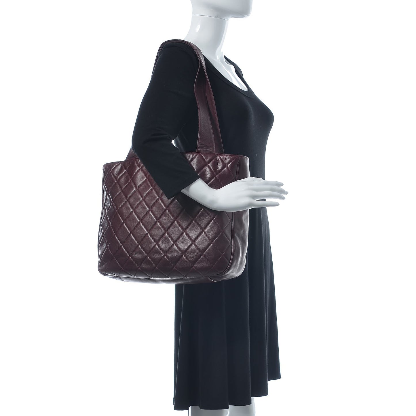 Lambskin Quilted Tote Burgundy