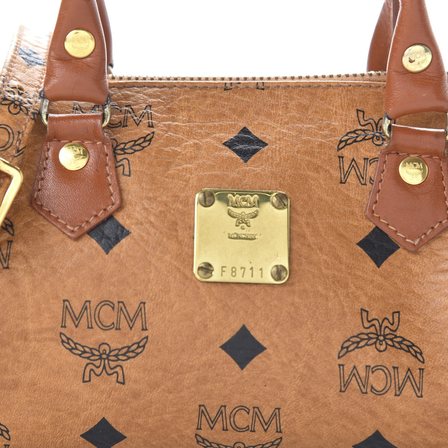 Visetos Mini Boston Bag Cognac