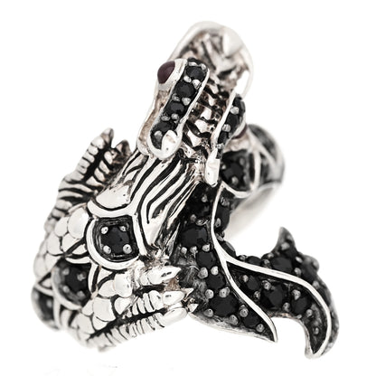 John Hardy Sterling Silver Black Sapphires Ruby Naga Dragon Head Ring 54 7 4 of 7