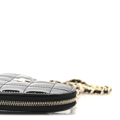 Chanel Patent Calfskin Resin Quilted CC Heart Clutch With Chain Black 16 of 21