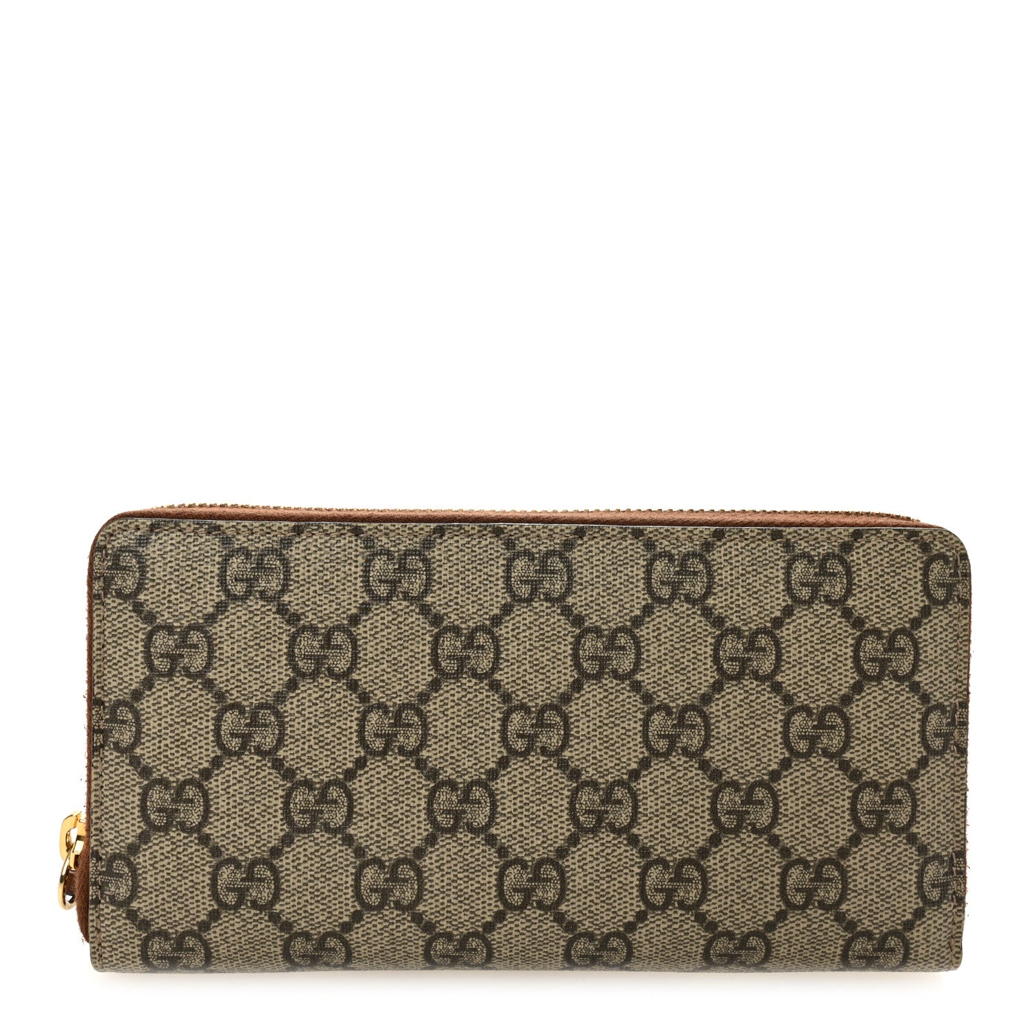 Gucci GG Supreme Monogram Cuoio Toscano Zip Around Wallet Beige Ebony Cuir 1 of 7