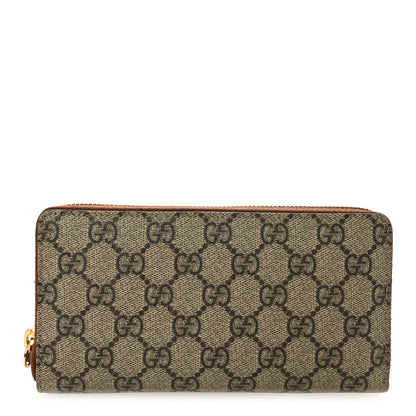 Gucci GG Supreme Monogram Cuoio Toscano Zip Around Wallet Beige Ebony Cuir 1 of 7