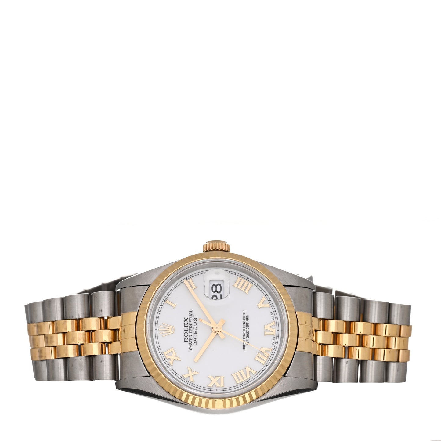 Stainless Steel 18K Yellow Gold 36mm Oyster Perpetual Datejust Watch White Roman 16233
