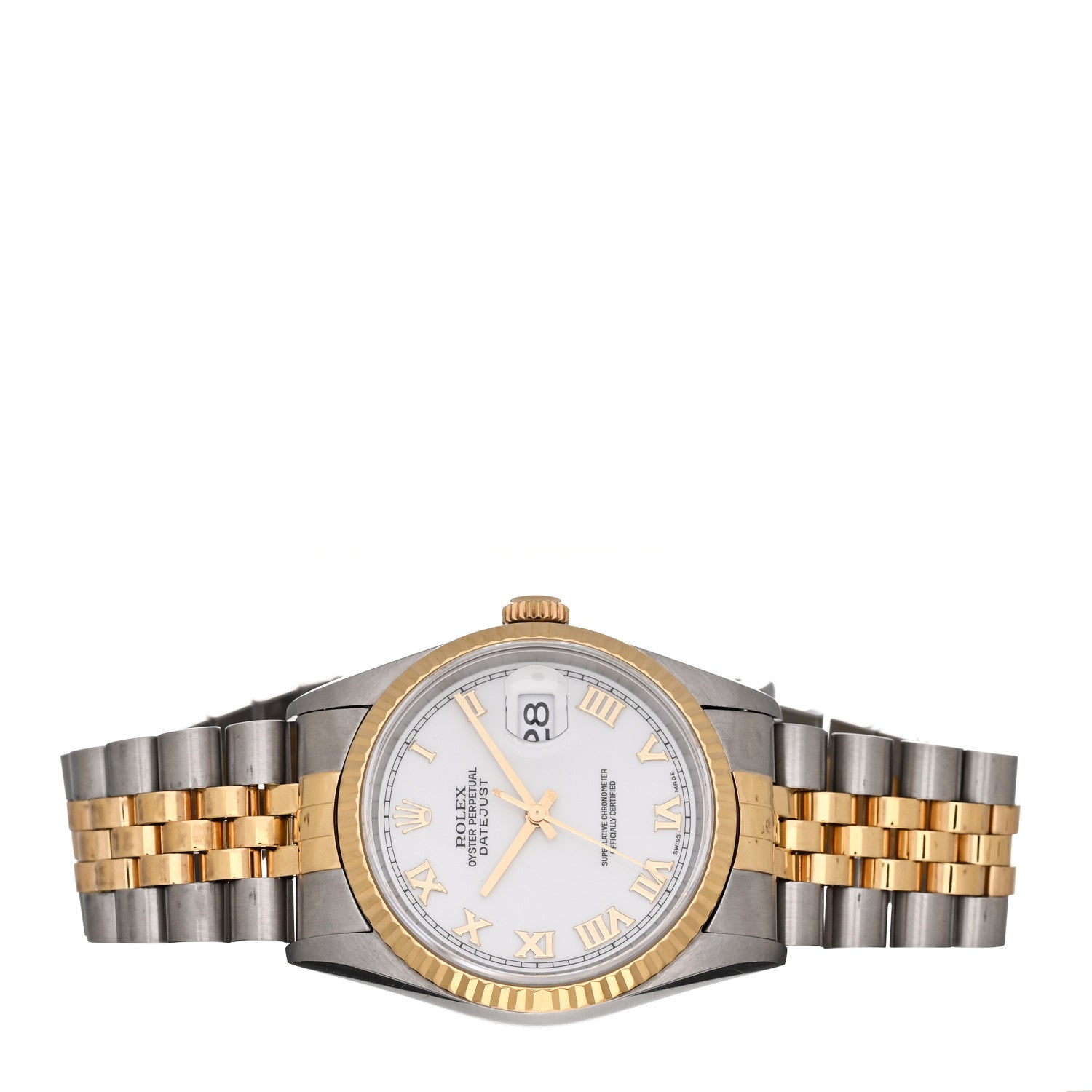 Rolex Stainless Steel 18K Yellow Gold 36mm Oyster Perpetual Datejust Watch White Roman 16233 2 of 4