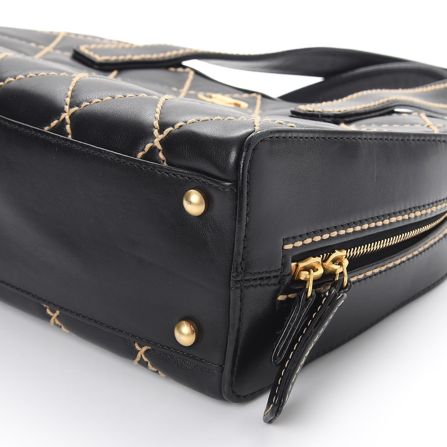 Chanel Calfskin Wild Stitch Top Handle Bag Black 9 of 9