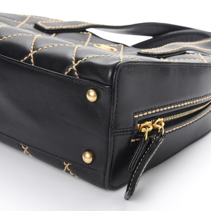 Chanel Calfskin Wild Stitch Top Handle Bag Black 9 of 9