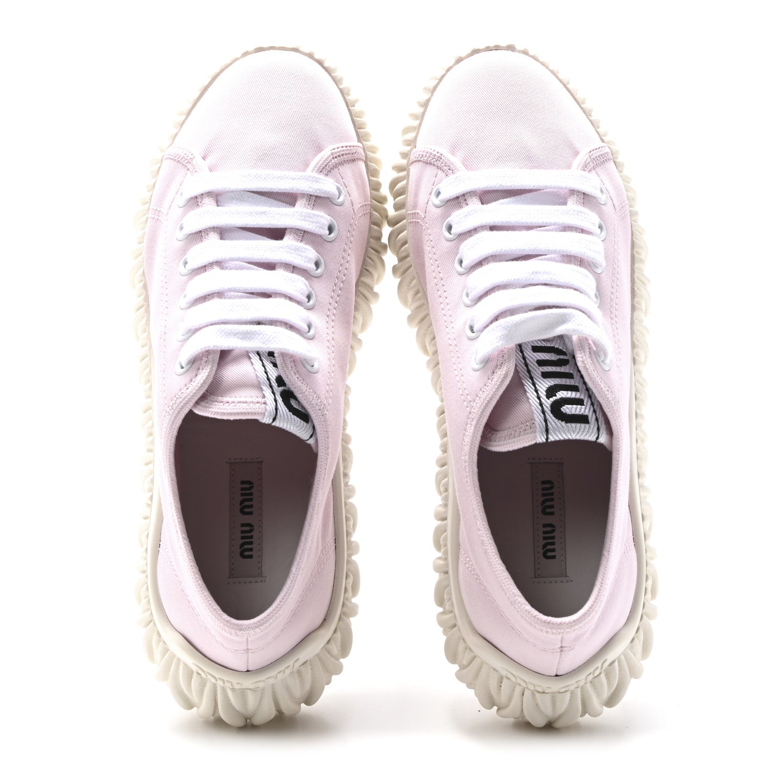 Miu Miu Gabardine Low Top Matelasse Sneakers 35 Alabastro 2 of 8