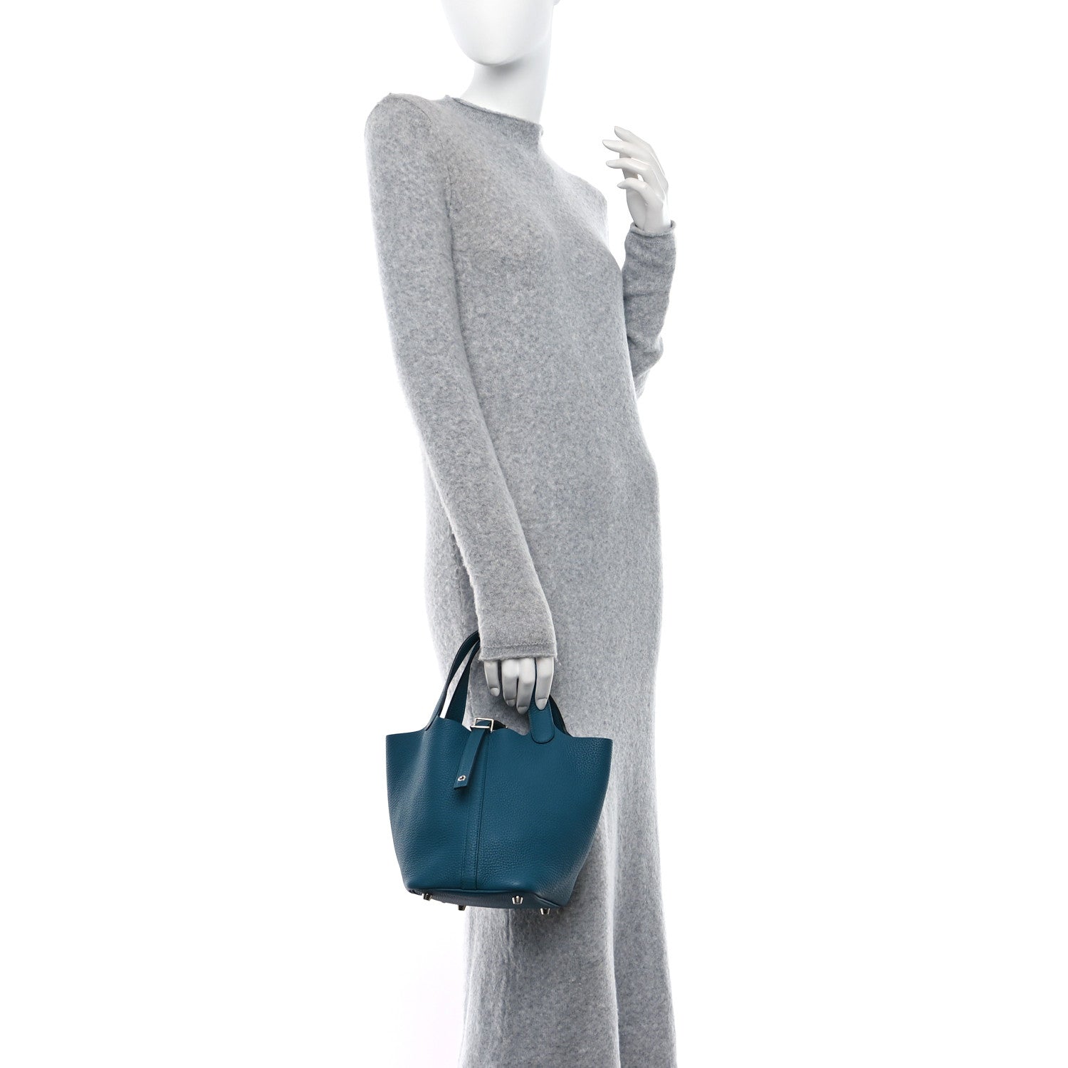 Hermes Taurillon Clemence Picotin Lock 18 PM Vert Bosphore 2 of 8