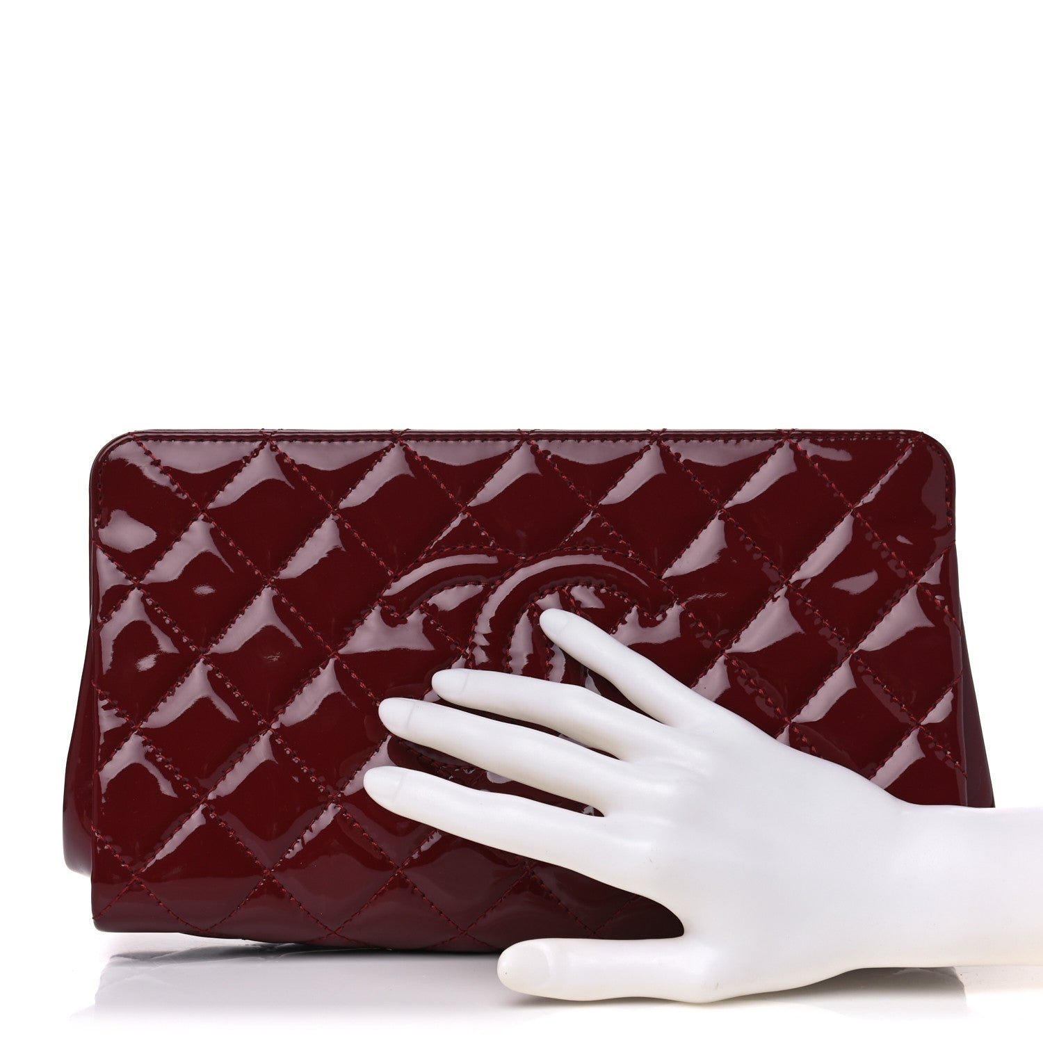 Chanel Patent CC Quilted Timeless Clutch Red 2 of 7