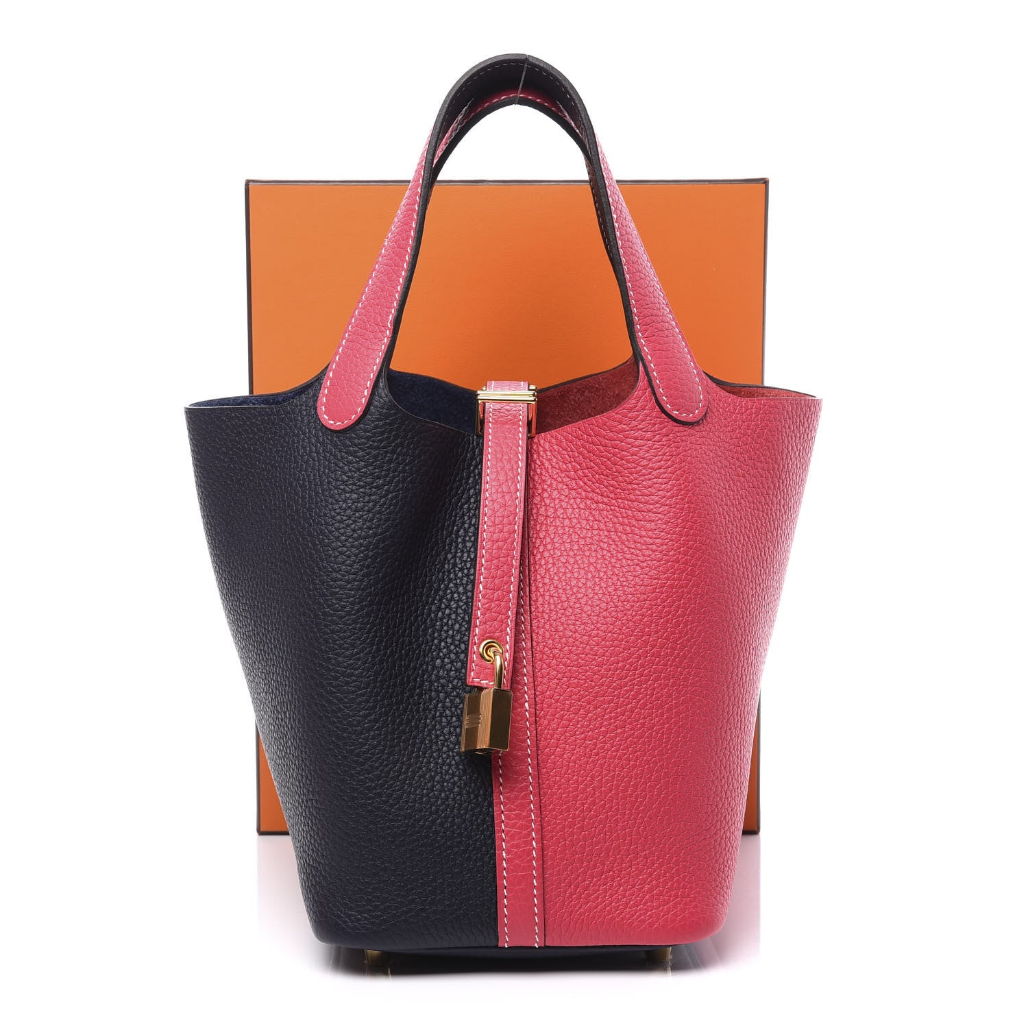 Hermes Taurillon Clemence Casaque Picotin Lock 18 PM Rose Extreme Bleu Nuit 10 of 10