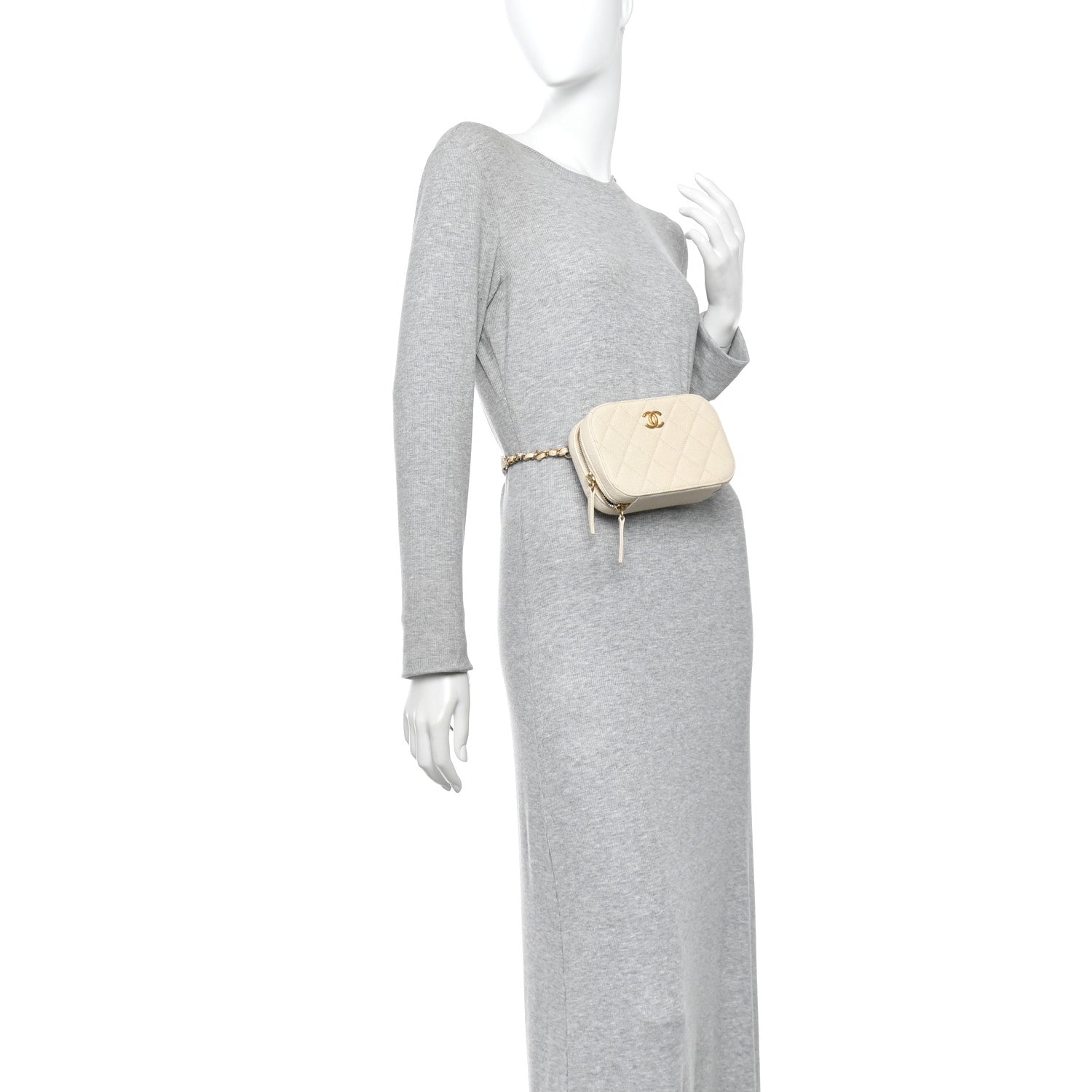 Chanel Caviar Quilted Flap Waist Bag White 2 of 10