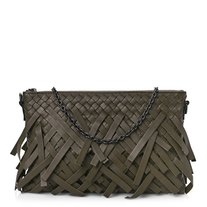 Bottega Veneta Nappa Intrecciato Palio Fringe Chain Pouch Moss 1 of 9