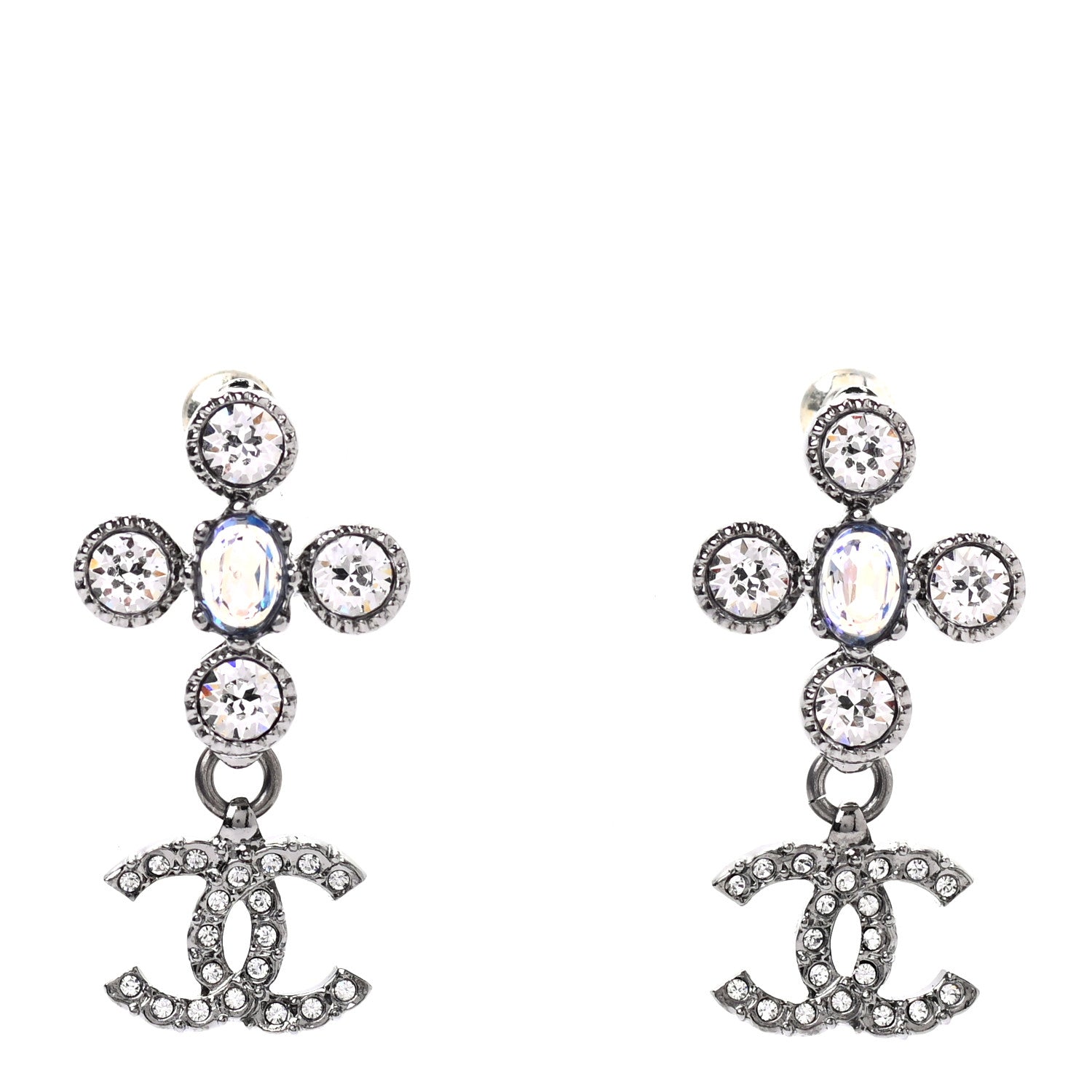 Chanel Ruthenium Crystal CC Drop Earrings 1 of 4