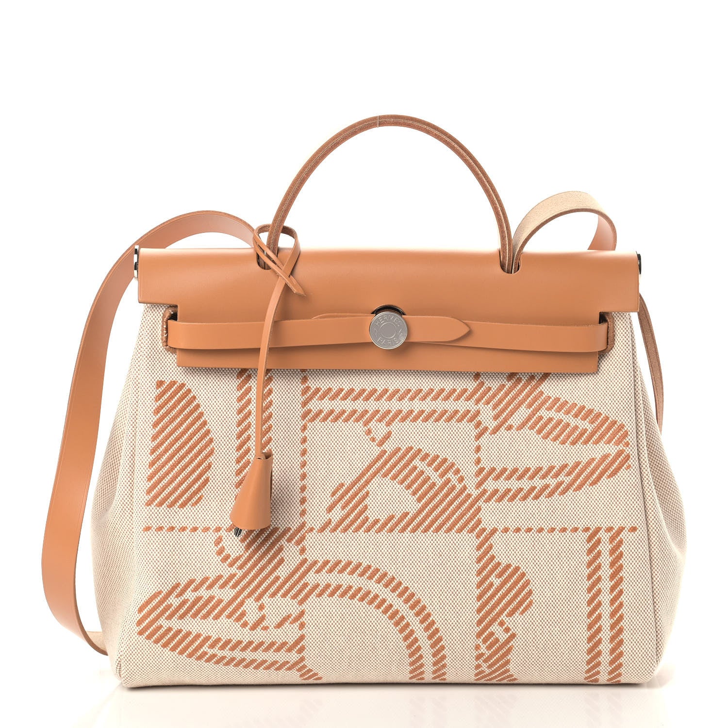 Hermes Vache Hunter Toile H Brides de Gala Herbag Zip Retourne 31 PM Natural 1 of 9