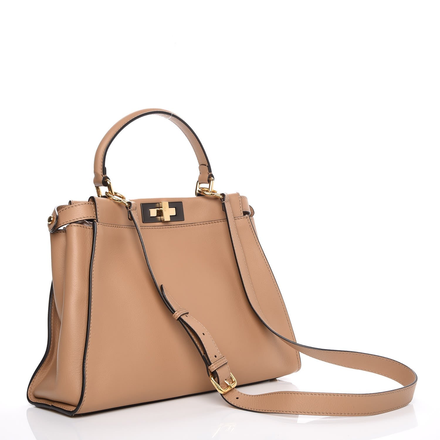 Fendi Vitello Seta Medium Peekaboo Iconic Satchel Cuoio 4 of 9