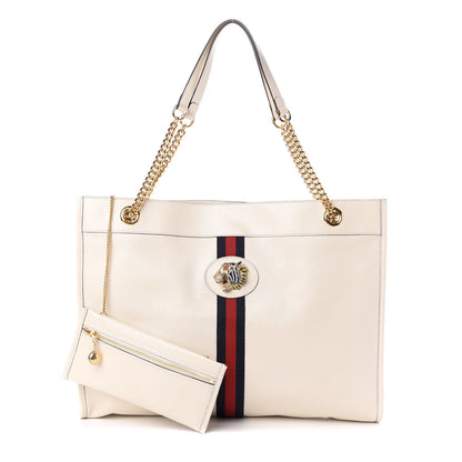 Gucci Suede Calfskin Large Rajah Chain Tote White 1 of 9