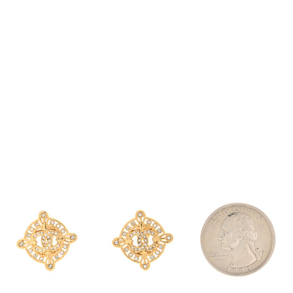 Chanel Crystal CC Chanel Earrings Gold 2 of 6