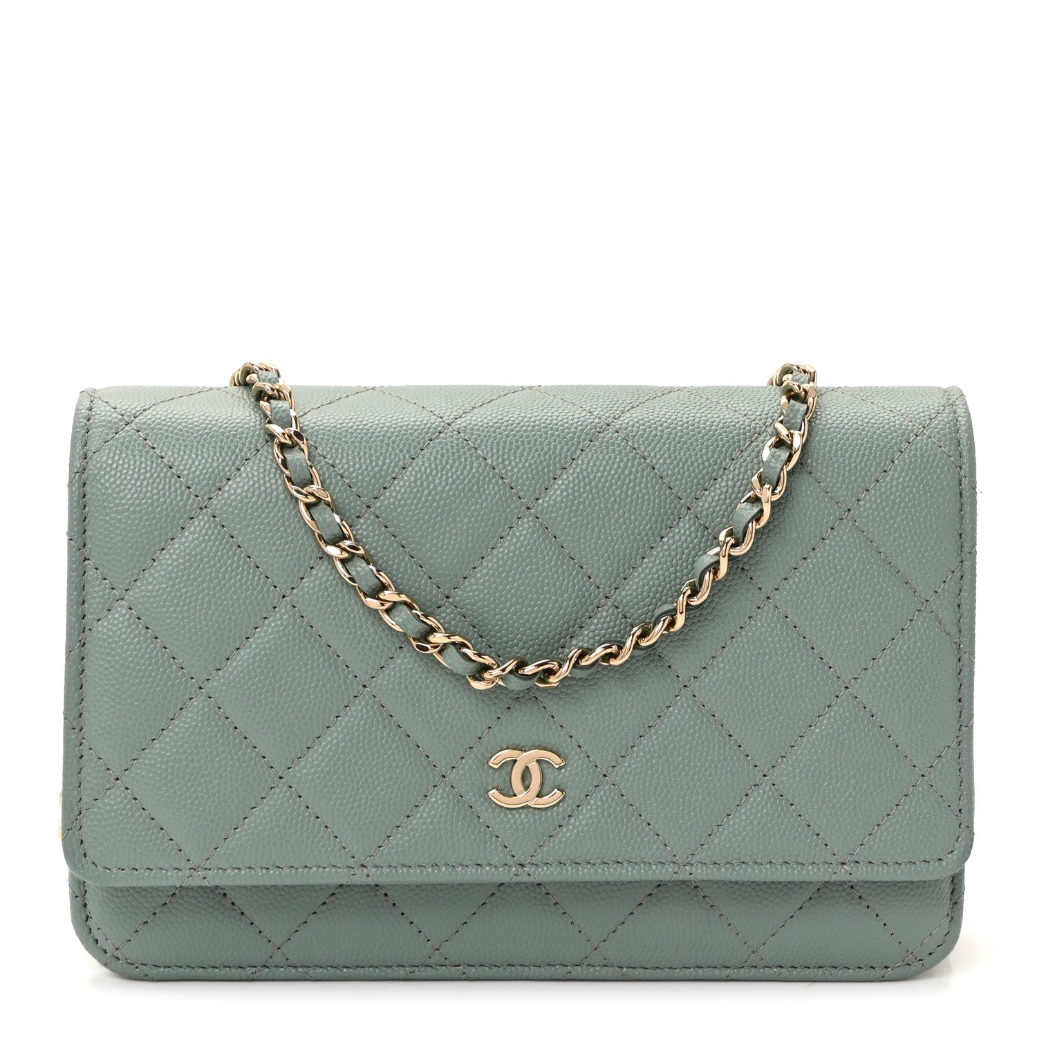 Chanel Caviar Quilted Wallet on Chain WOC Light Blue 1 of 11