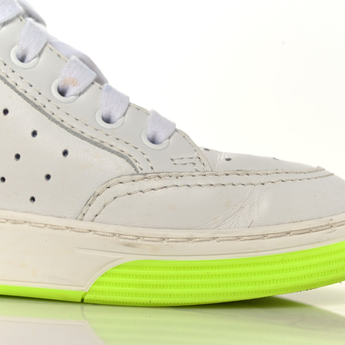 Calfskin Womens Logo High Top Sneakers 36.5 White Multicolor