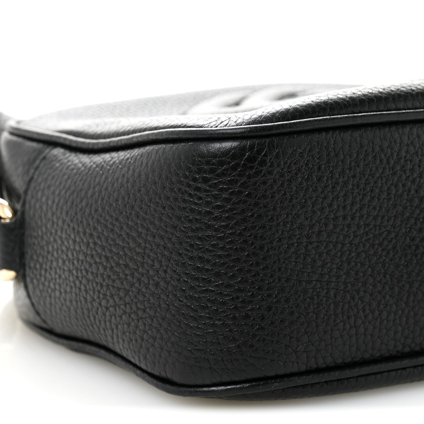 Pebbled Calfskin Small Soho Disco Bag Black