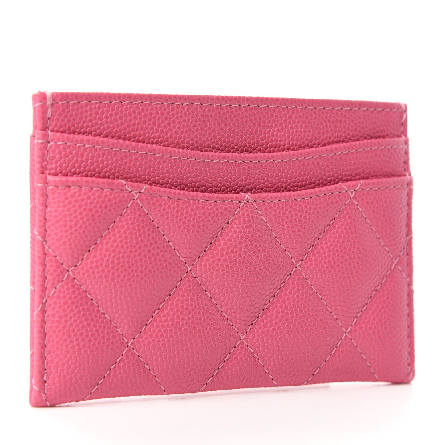 Caviar Quilted Card Holder Pink